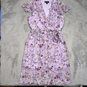 Perceptions New York Dress‎ Women's 14 Purple Floral Lined Fairy Cottagecore